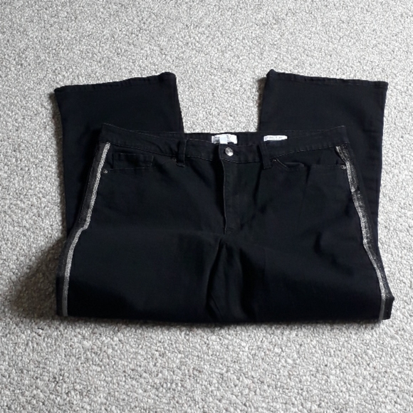 New Side Stripe High Waist Crop Kick Flare Jeans - Picture 2 of 8